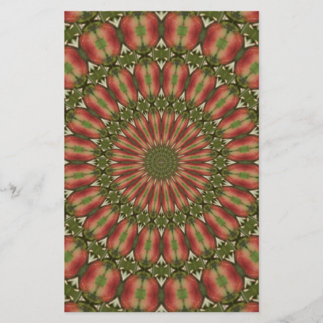 Papelaria kaleidoscope red, abstrato verde (Frente)