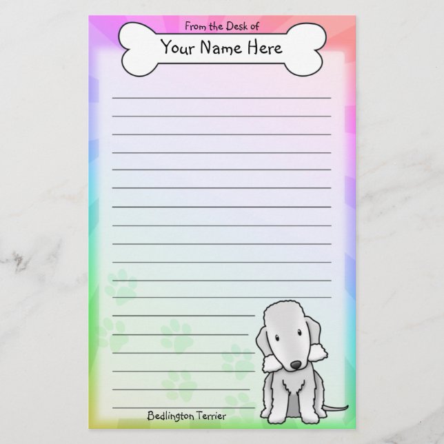 Papelaria Kawaii Bedlington Terrier Stationery (Frente)