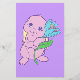 Papelaria Kawaii Fofa Coelho Coelhinho Cartoon Flor