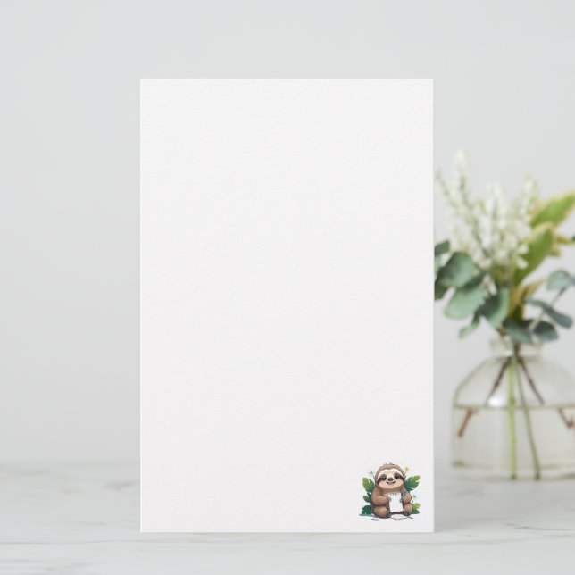 Papelaria Kawaii Sloth com Caneta e papel (Em pé/Frente)