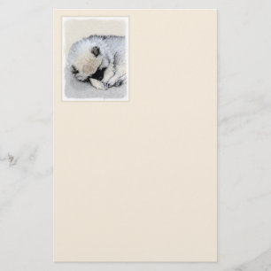 Papelaria Keeshond Dormindo Puppy Pintura Original