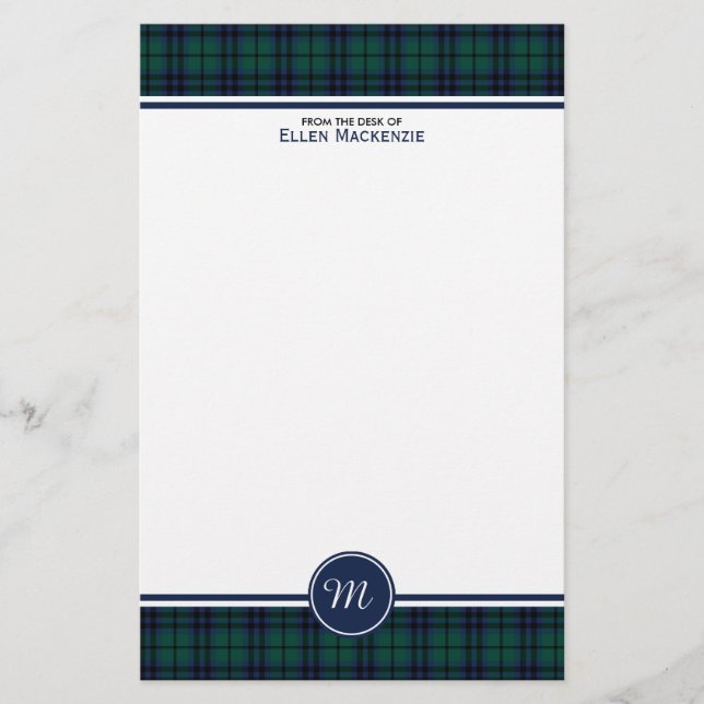 Papelaria Keith Clan Modern Tartan Monograma (Frente)