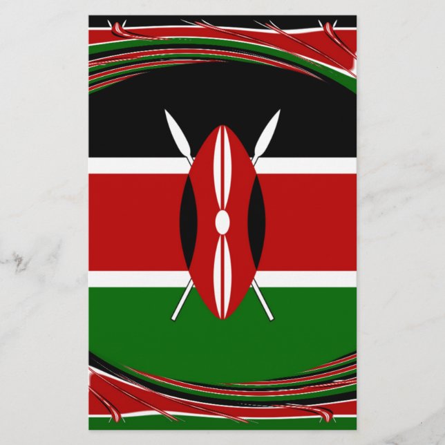 Papelaria Kenya Flag Art - Patriotic & Modern Design (Frente)