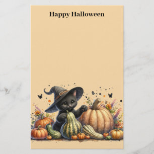 Papelaria Kitten da Bruxa Negra do Halloween W/ Pumpkins Gou