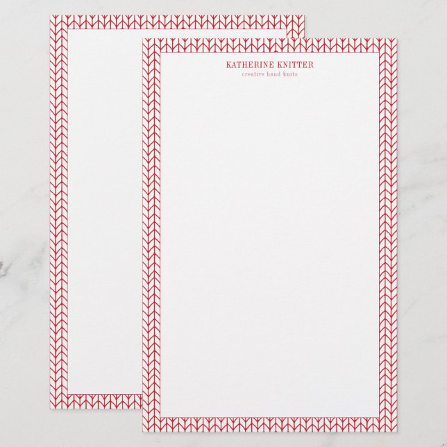 Papelaria KNIT DE LINHA VERMELHA 5.5x8.5 — Papel de carta co (Frente/Verso)