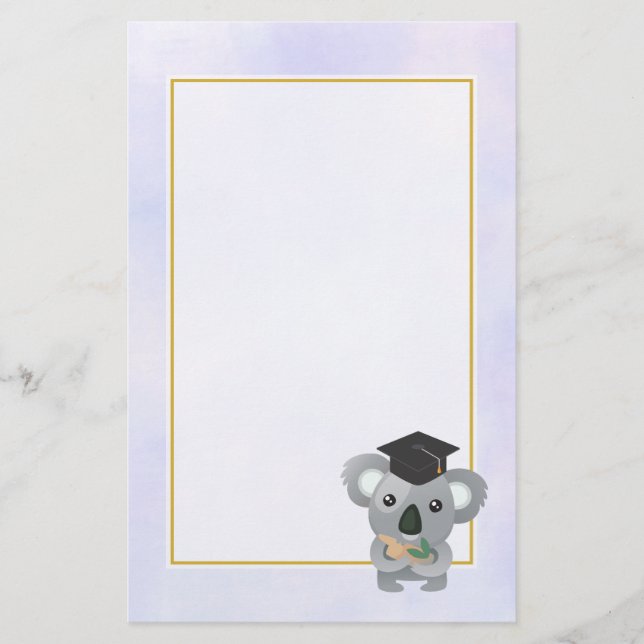 Papelaria Koala giro em Boné de formatura preto (Frente)