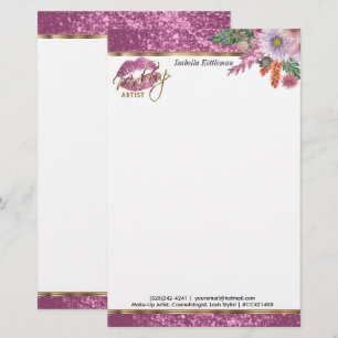 Papelaria Lábios de Prova de Beijo Cinza Rosa Floral