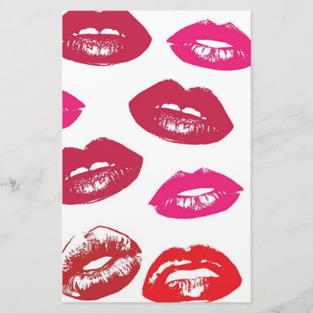 Papelaria Lábios-Kissable (Lábios-Kissing, Lábio Vermelho e  (Frente)