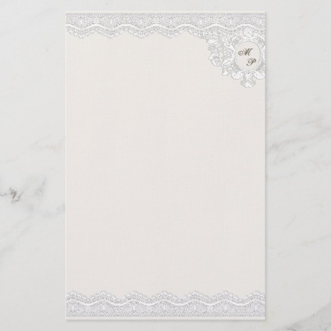 Papelaria Lace monograma (personalizável) (Frente)
