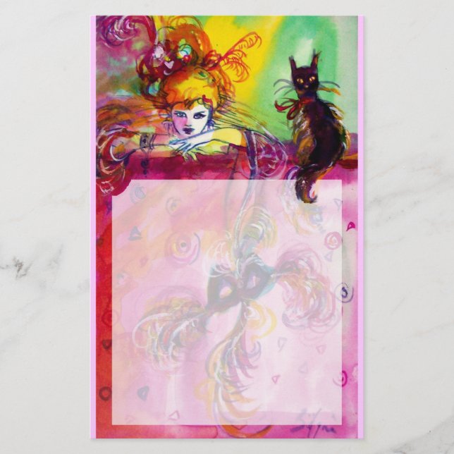 Papelaria LADY COM GATO PRETO / Mascarada de Veneza (Frente)