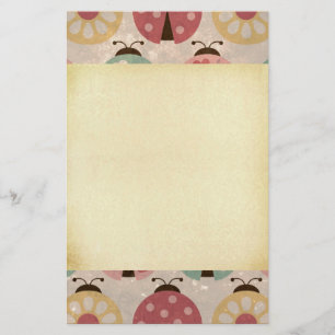 Papelaria Ladybugs vintage, garota floral, chic colorido
