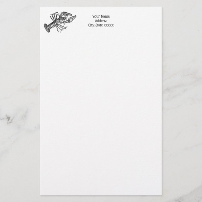 Papelaria Lagosta Vintage #1 Desenho (Frente)