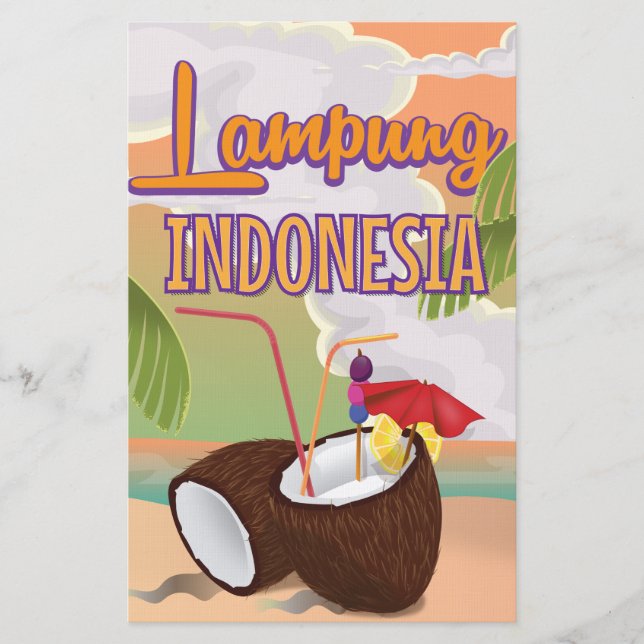 Papelaria Lampung Indonesia poster de férias de vintagem. (Frente)