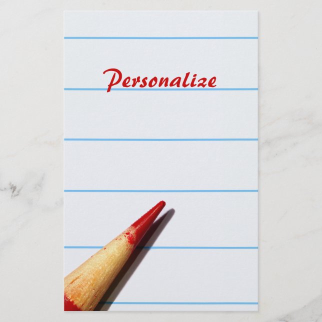 Papelaria Lápis Vermelho Em Papel Vinculado Com Nome (Frente)
