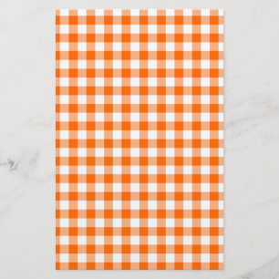 Papelaria Laranja e Gingham Branco