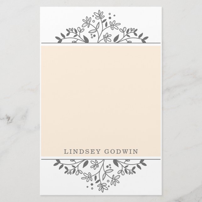 Papelaria Laranja Floral Simples Desenhado (Frente)