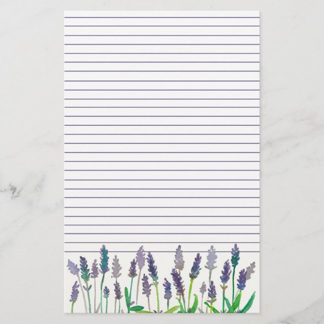 Papelaria Lavanda Flutuantes de Aquarela Escrevendo com Letr (Frente)