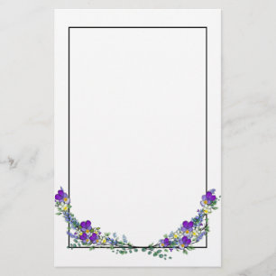 Papelaria Lavanda violeta de aquarela púrpura Eucalyptus