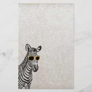 Papelaria Legal desenho de zebra engraçada com óculos de t