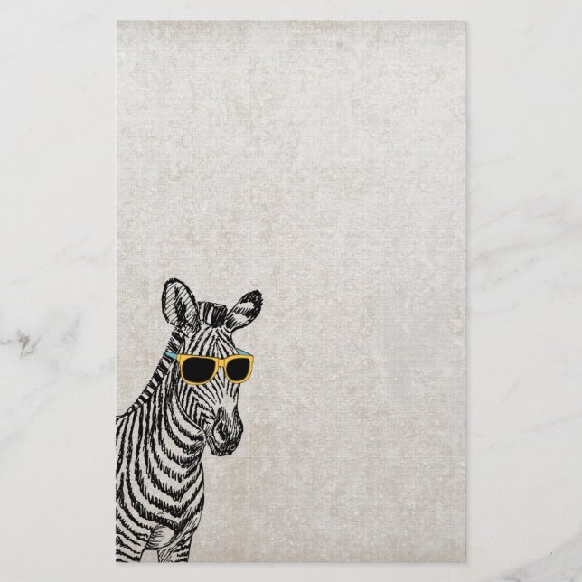 Papelaria Legal desenho de zebra engraçada com óculos de ten (Frente)