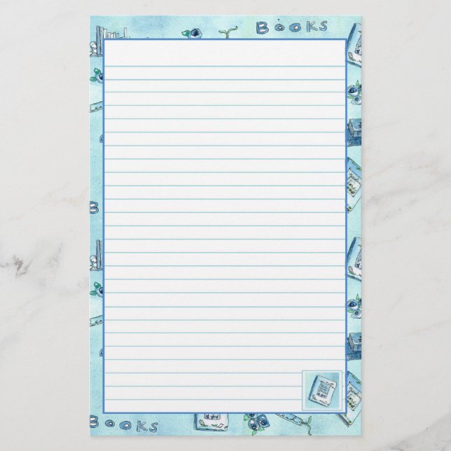 Papelaria Leitura de livros Pastel Blue Lined (Frente)