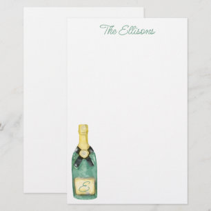 Papelaria Leitura De Vinho Monograma Com Cor De Água