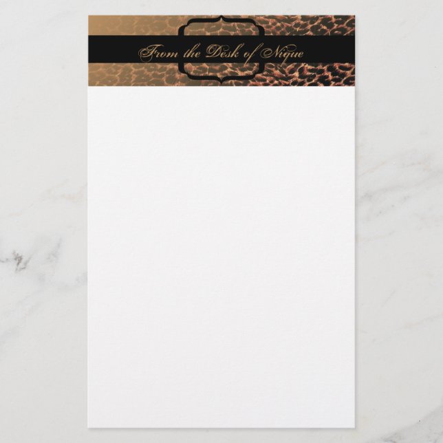 Papelaria Leopard Print Elegance Stationery (Frente)