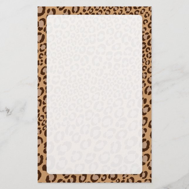 Papelaria Leopard Print/Natural/Adicionar cor de fundo!! (Frente)