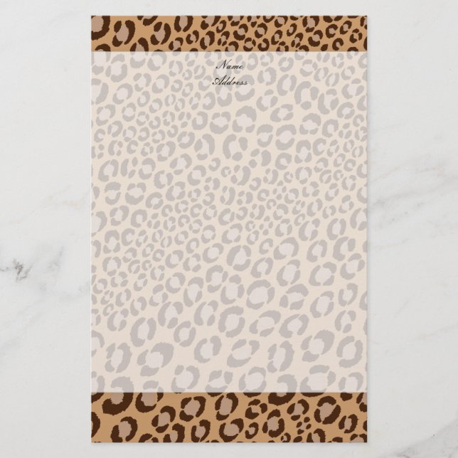 Papelaria Leopard Print/Natural/Adicionar cor de fundo!! (Frente)