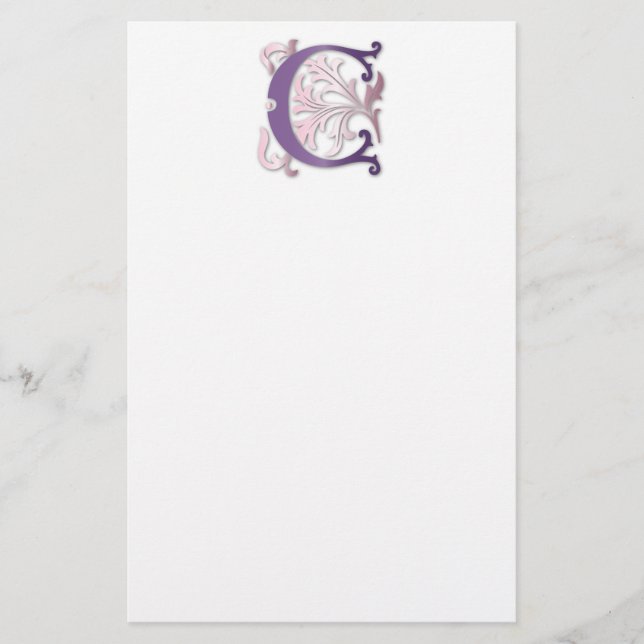 Papelaria Letra C Monograma Fleur de lis (Frente)