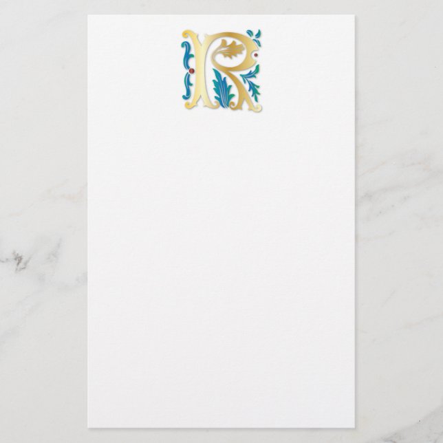 Papelaria Letra R Monograma Fleur de lis (Frente)