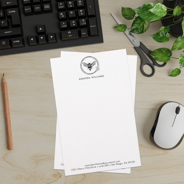 Papelaria Letterhead Personalizada Da Abelha Elegante (Criador carregado)