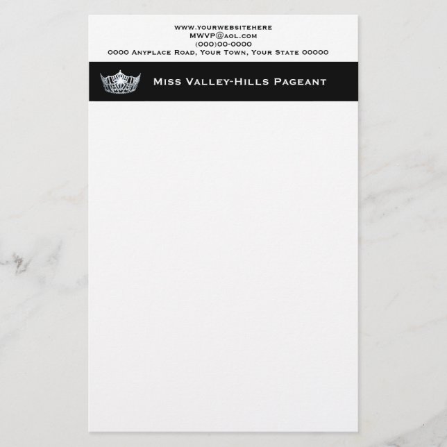 Papelaria Letterhead Personalizada do estilo Miss América (Frente)