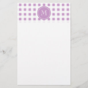Papelaria Lilac e White Gingham, seu monograma