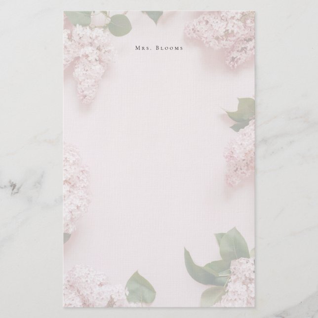Papelaria Lilás Rosa Suave Personalizado Feminino (Frente)