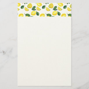 Papelaria Limões Amarelos Padrão de Fruta de Aquarela