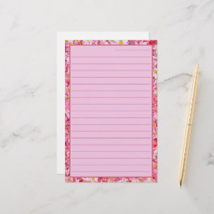 Papelaria Linda e Bonito floral rosa