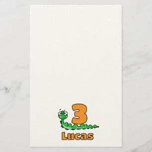 Papelaria Linda Lagarta Verde Aniversário de 3 anos Nome Per