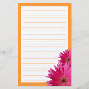 Papelaria Link Gerbera Daisy Orange Border Stationery