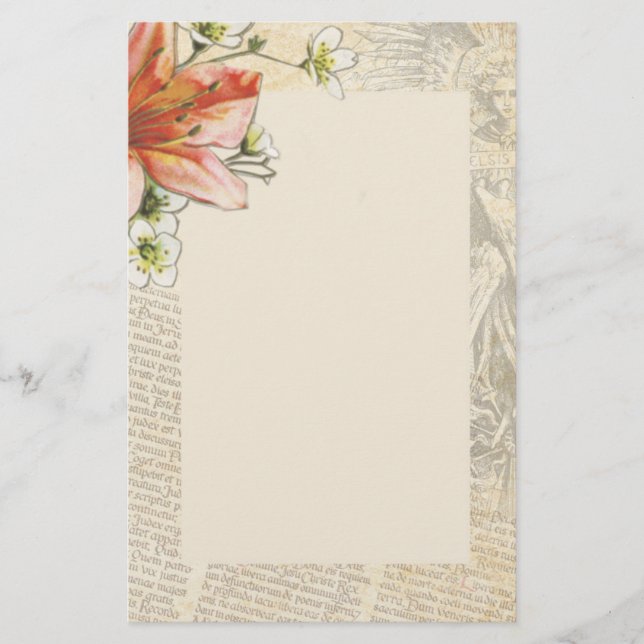 Papelaria Lírio de Páscoa Texto Latino Anjo Religioso (Frente)