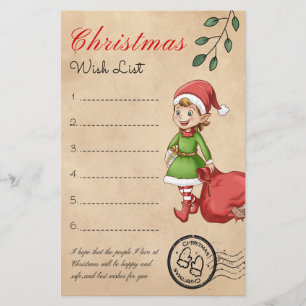 Papelaria Lista de Desejos de Natal Festa Retro