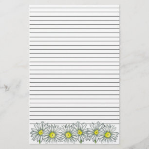 Papelaria Listra cinzenta da flor da margarida alinhada