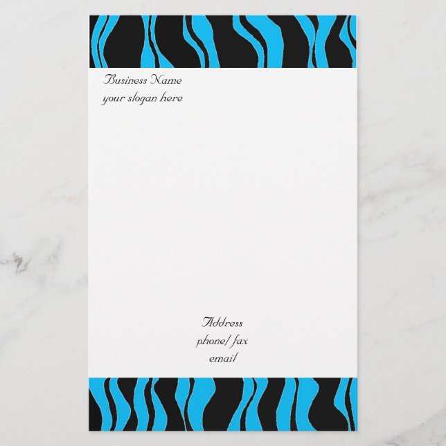 Papelaria Listra Zebra Azul Elétrico e Preto (Frente)