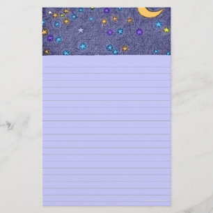 Papelaria Listrada com Água-Forte de Lua e Estrela