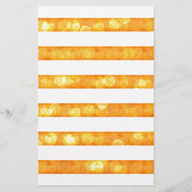 Papelaria Listras Bokeh Laranja E Branco (Frente)