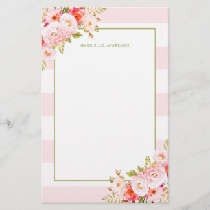 Papelaria Listras cor-de-rosa femininos e artigos de