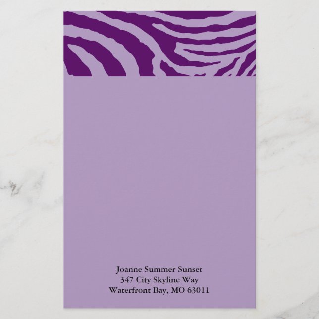 Papelaria LISTRAS DA ZEBRA: ROXO e LAVANDA (Frente)