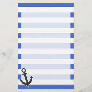 Papelaria Listras horizontais azuis de Han; Âncora náutica