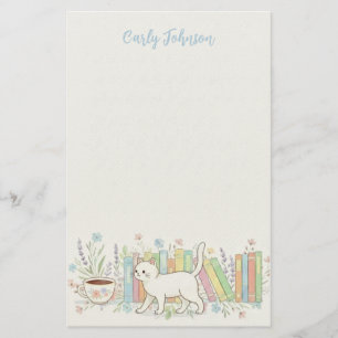 Papelaria Livros Gatos & Café Floral Personalizado