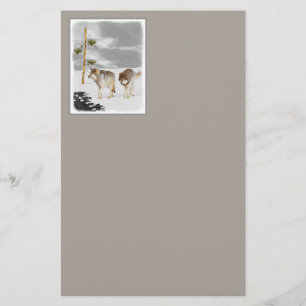 Papelaria Lobos na Pintura da Neve - Arte Original sobre a V